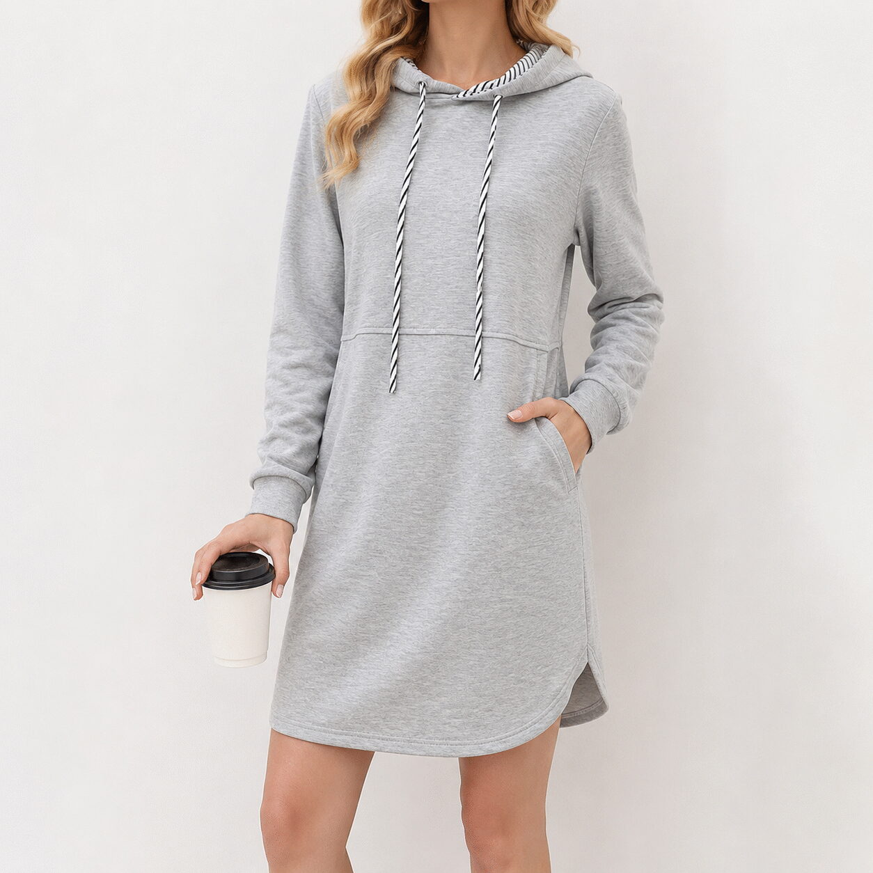 Women's Long-Sleeve Pocket Hoodie Dress