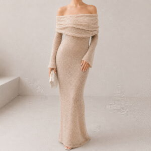 Women’s Off-Shoulder Knitted Beach Maxi Dress