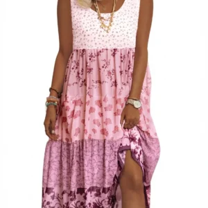 Women's Sleeveless Sun-Print Summer Dress