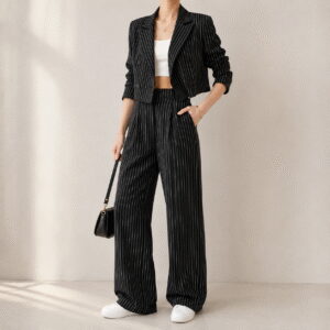 Women’s Spring Fashion Striped Two-Piece Suit Set