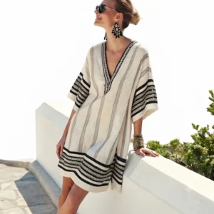 Women’s Striped Beach Vacation Midi Dress