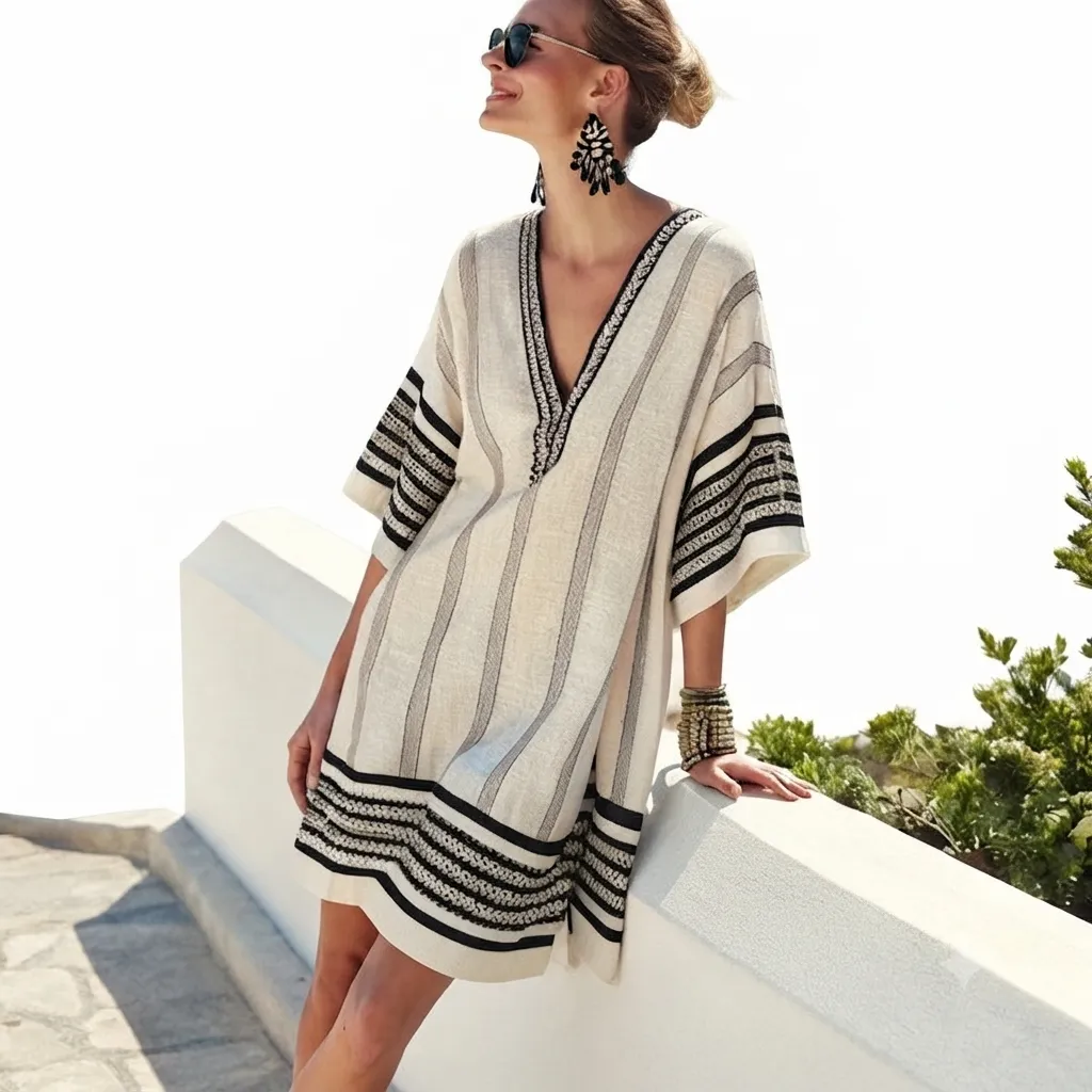 Women’s Striped Beach Vacation Midi Dress