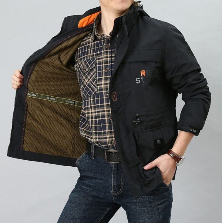 Men's Plus Size Hooded Windbreaker Jacket - Image 9