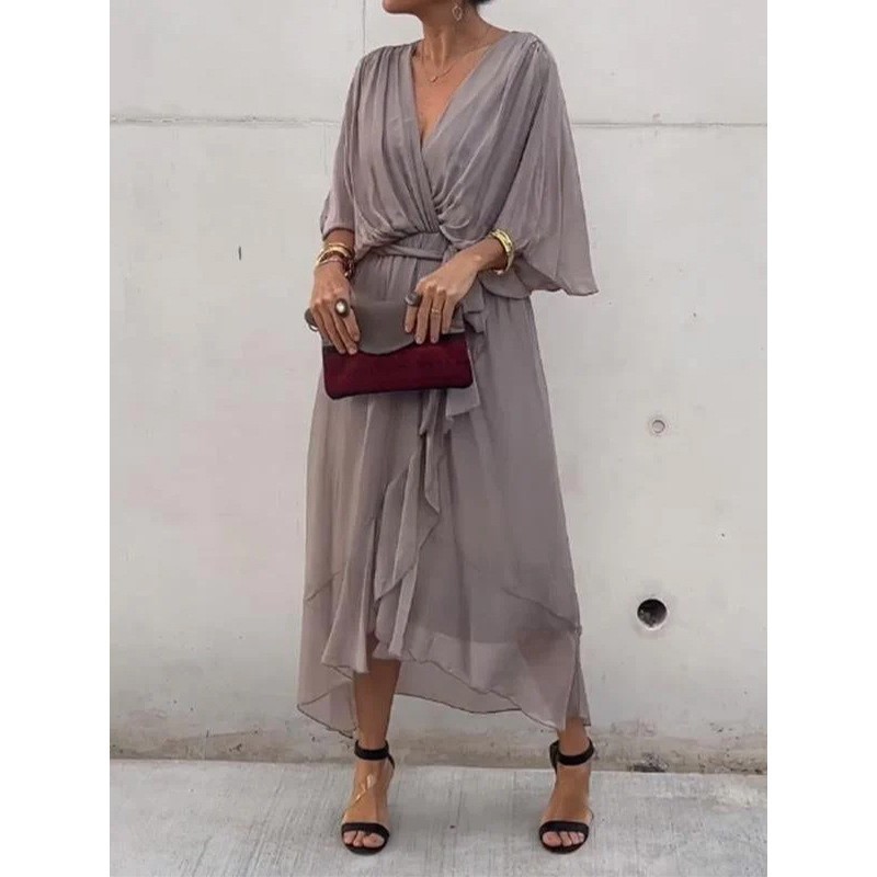 Women’s Batwing Sleeve V-Neck Dress - Image 6