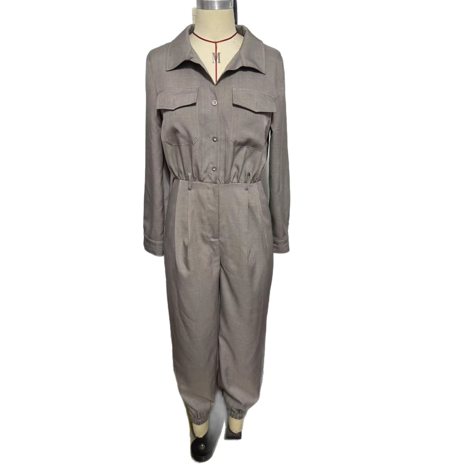 Women’s Long-Sleeved Lapel Jumpsuit - Image 2