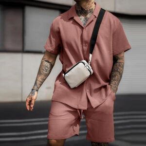 Men’s Casual Short-Sleeve Polo & Shorts Set – Comfortable Cotton-Blend Two-Piece Summer Suit