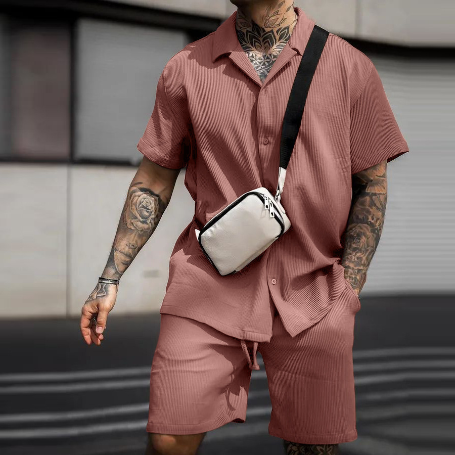 Men’s Casual Short-Sleeve Polo & Shorts Set – Comfortable Cotton-Blend Two-Piece Summer Suit