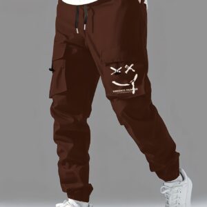 Men’s Straight-Leg Ankle-Tied Overalls – Wear-Resistant Casual Cargo Pants with Micro-Elasticity