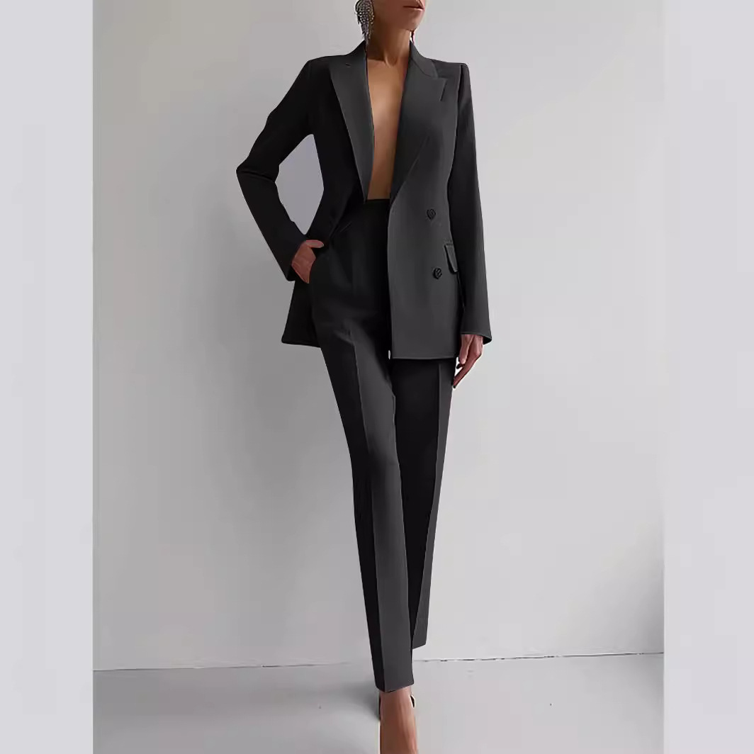 Women’s Fashion Casual Business Suit – Single-Breasted Long-Sleeve Jacket & Slim-Fit Trousers Set - Image 3
