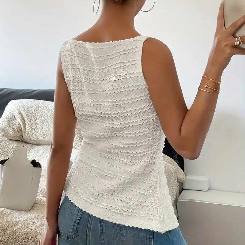 Trendy Square Neck Button-Up Vest - Image 3