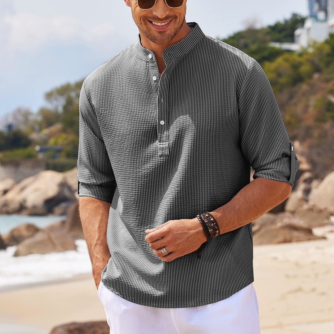 men's stand collar pullover shirt