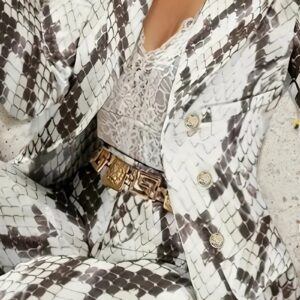 Women’s Snake Patterned Suit Pants Two-piece Set, Snake Patterned Suit Pants Set, New Casual Fashion Set Women’s Suit&pants Printed Slim Fit Pants Set, Women’s Clothing