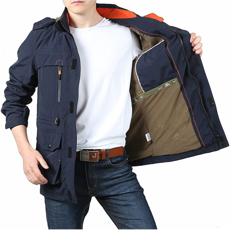 Men's Plus Size Hooded Windbreaker Jacket - Image 10
