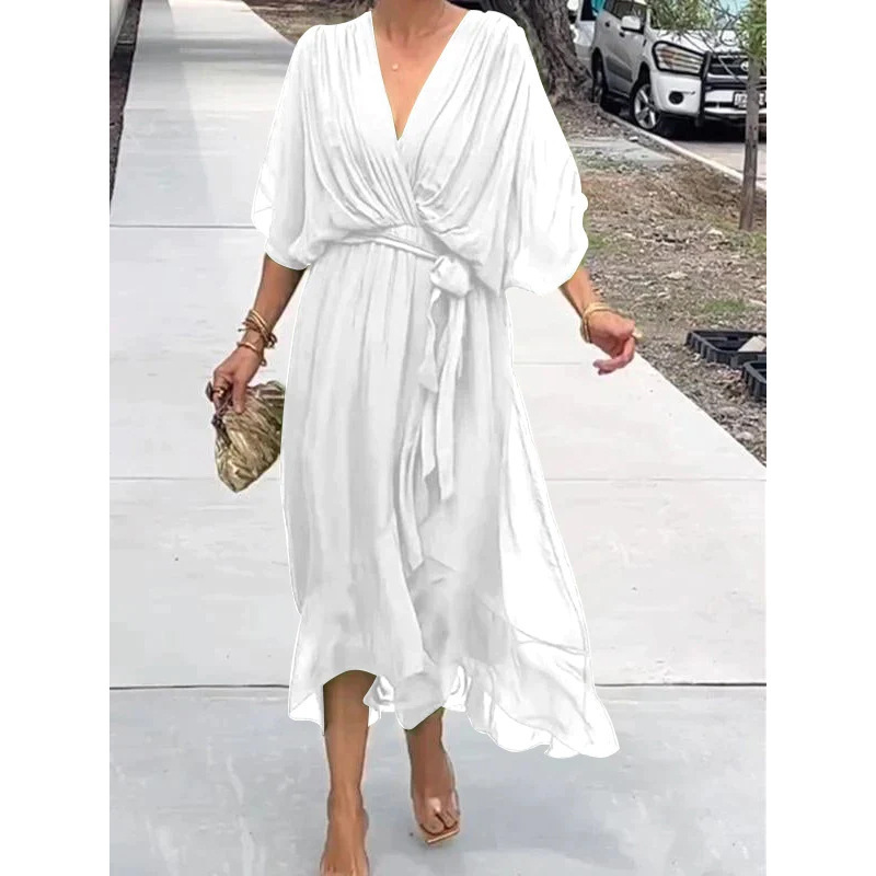 Women’s Batwing Sleeve V-Neck Dress - Image 2