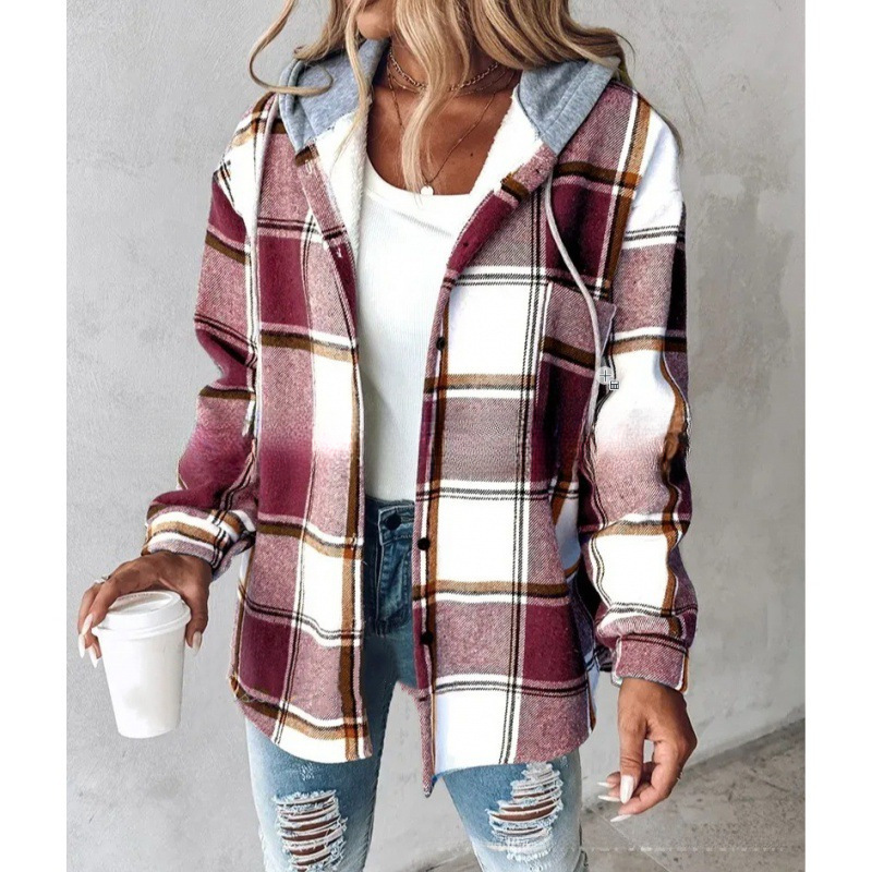Women’s Plaid Hooded Jacket – Elegant Autumn & Winter Button-Down Coat – Casual Long-Sleeve Temperament Commuter Outerwear - Image 9