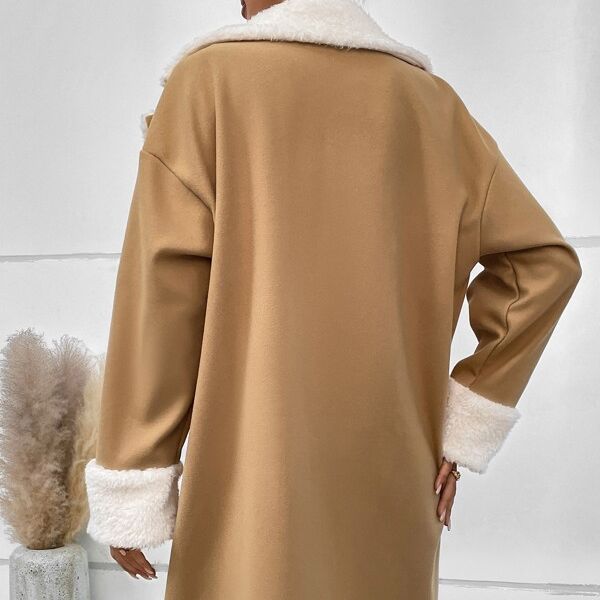 Women’s Leisure Commute Khaki Woolen Coat - Image 3