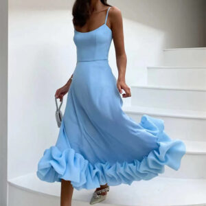 Women's Large Three-Dimensional Flower A-Line Skirt – Elegant Chiffon Suspender Dress