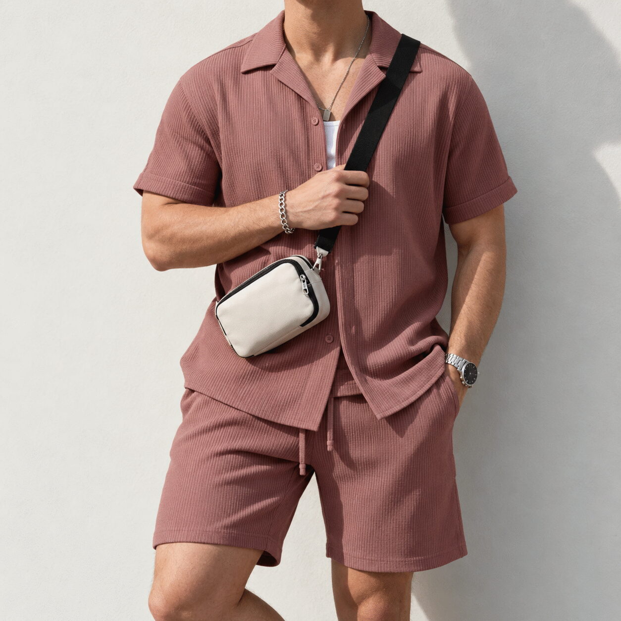 Men's Cotton Blend Polo & Shorts Set