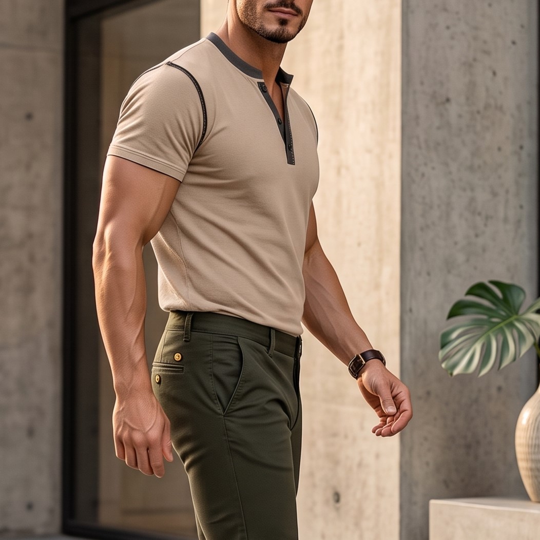 Men's V-Neck Short Sleeve Polo Shirt - Image 5