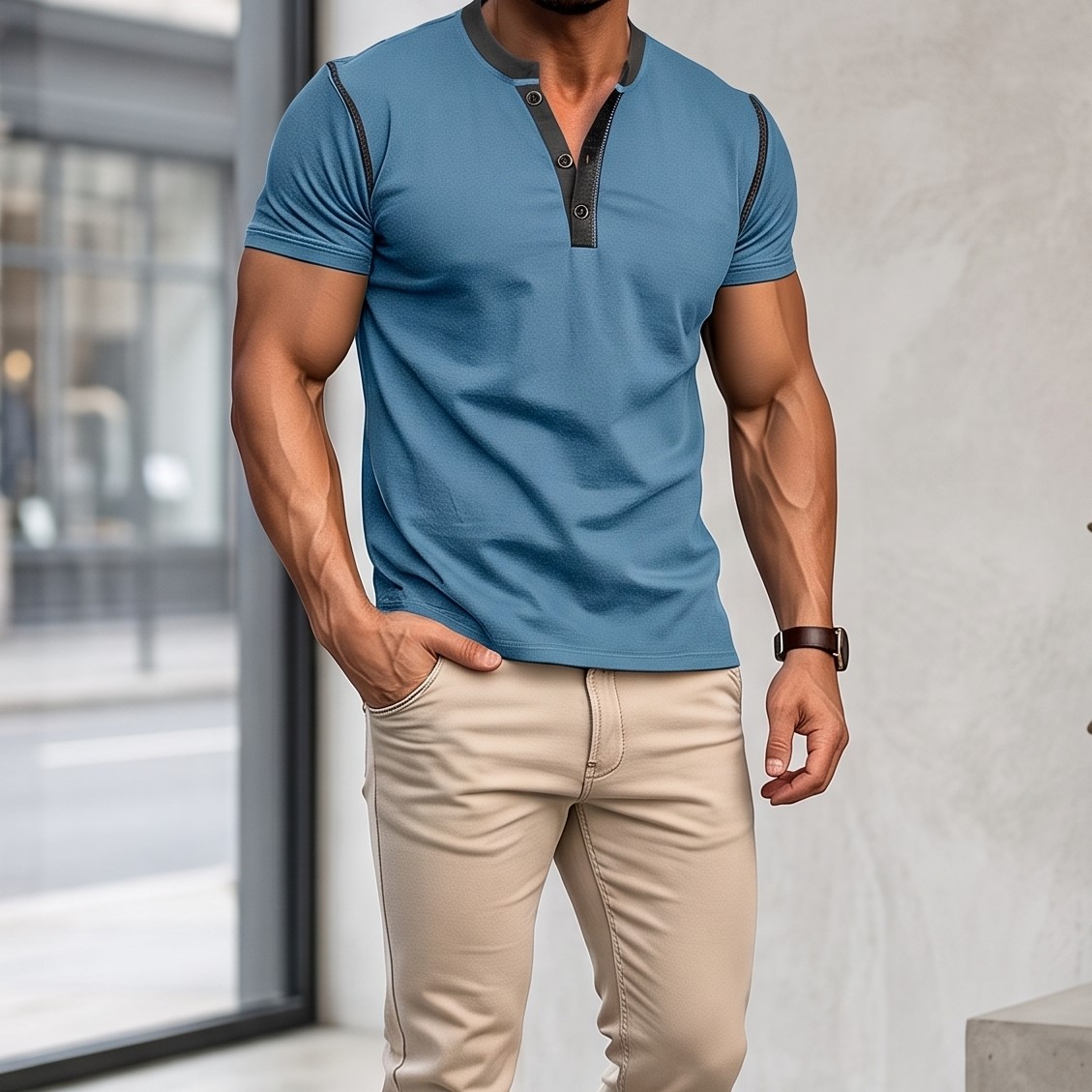 Men's V-Neck Short Sleeve Polo Shirt - Image 7