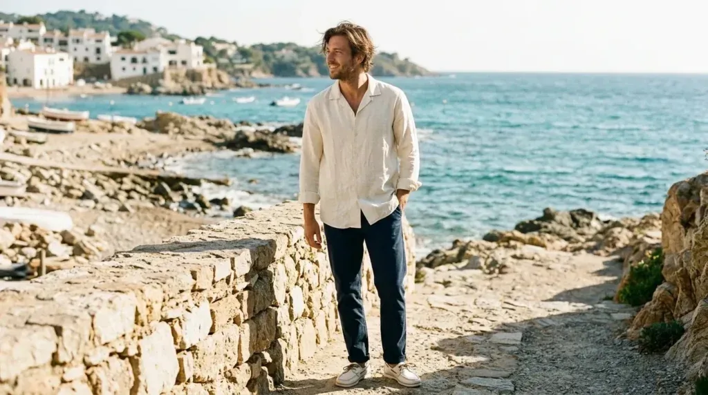 Best linen shirts men 2026 USA — linen long sleeve retro shirt summer style 