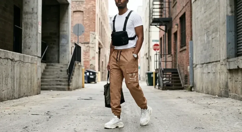 Men's cargo overalls 2026 USA — ankle tied cargo overall street style fashion