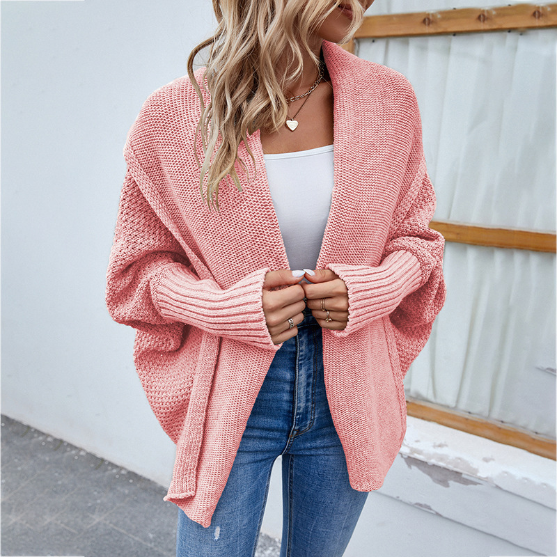 Women’s Solid-Color Bat-Sleeve Knit Cardigan - Image 7