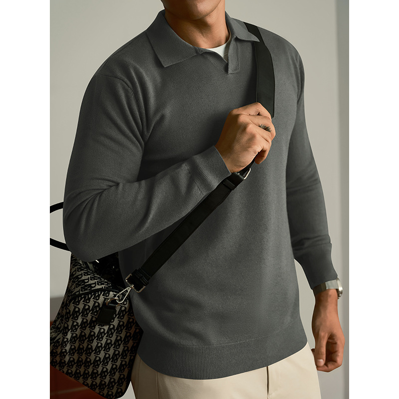 Men’s Luxury Wool Long-Sleeve Polo Sweater - Image 6