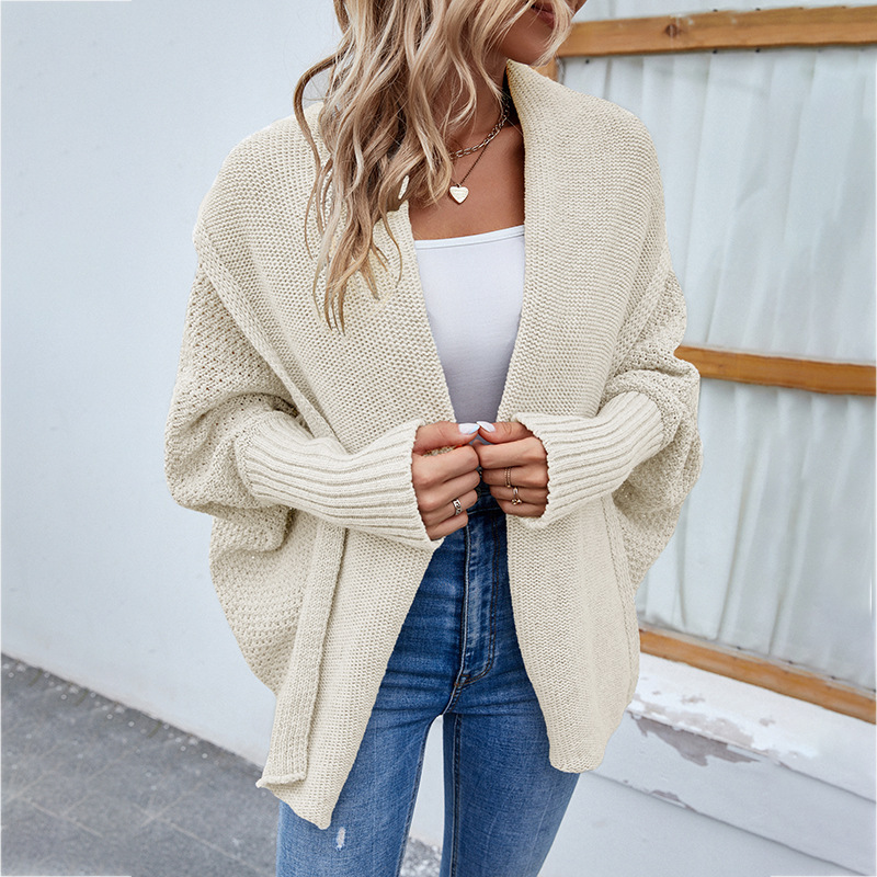 Women’s Solid-Color Bat-Sleeve Knit Cardigan - Image 6