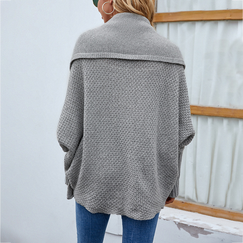 Women’s Solid-Color Bat-Sleeve Knit Cardigan - Image 3