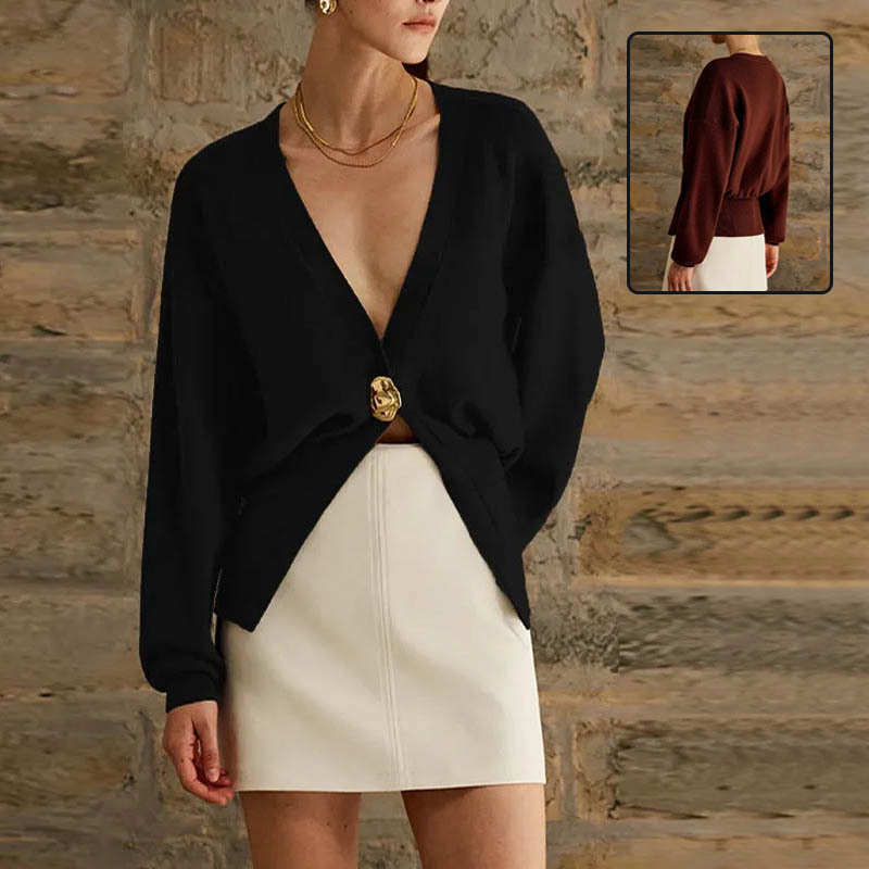 Women’s V-Neck Button Cardigan Sweater Top