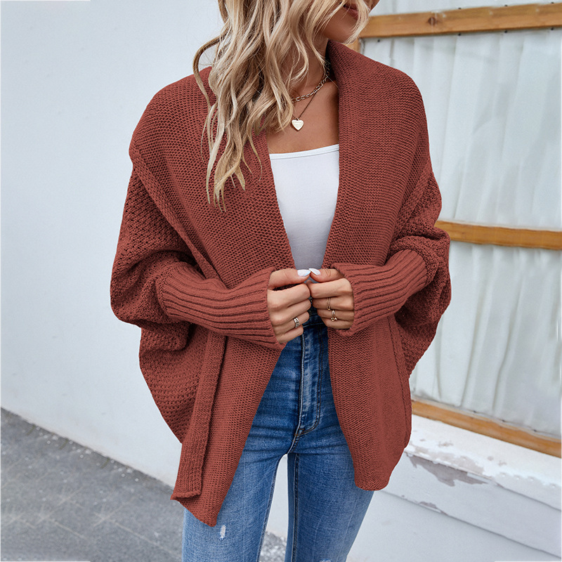 Women’s Solid-Color Bat-Sleeve Knit Cardigan - Image 5