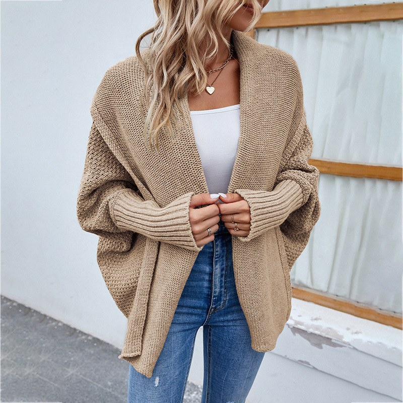 Women’s Solid-Color Bat-Sleeve Knit Cardigan - Image 8