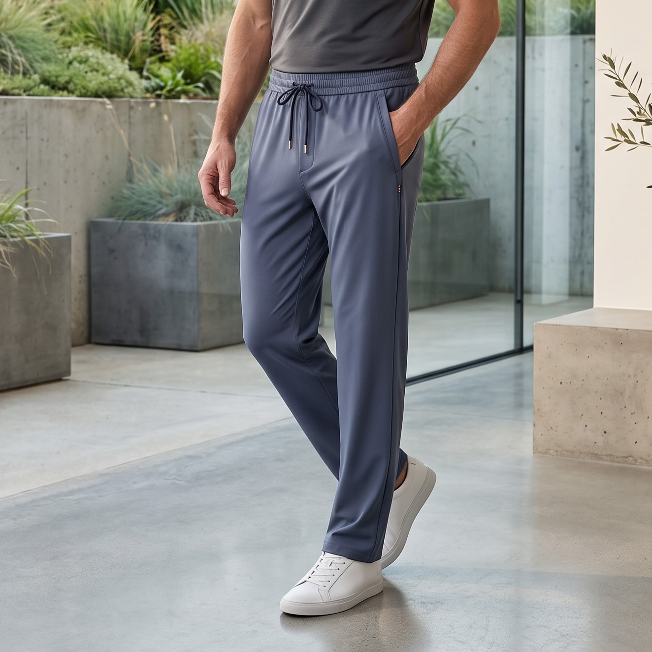 Men's Mulberry Silk Blend Summer Trouser - Image 4