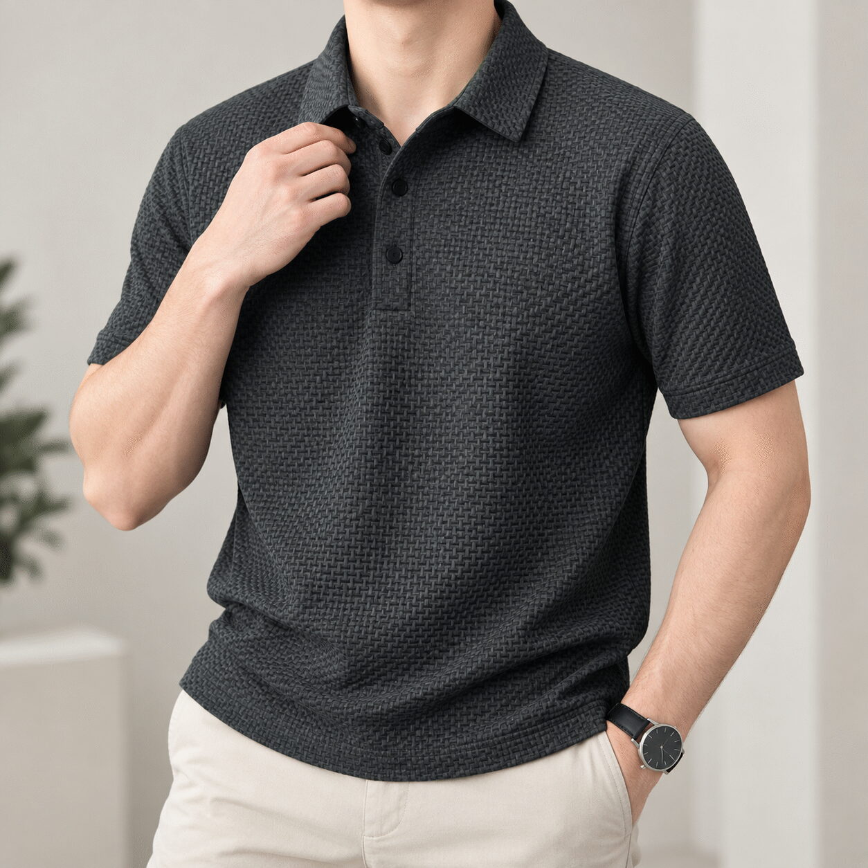 Men’s Ice Silk Short-Sleeve Mesh Polo - Image 2