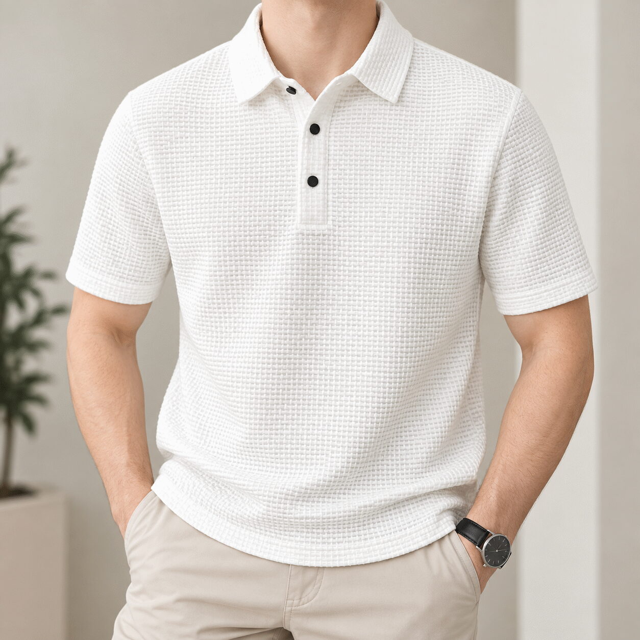 Men’s Ice Silk Short-Sleeve Mesh Polo - Image 3