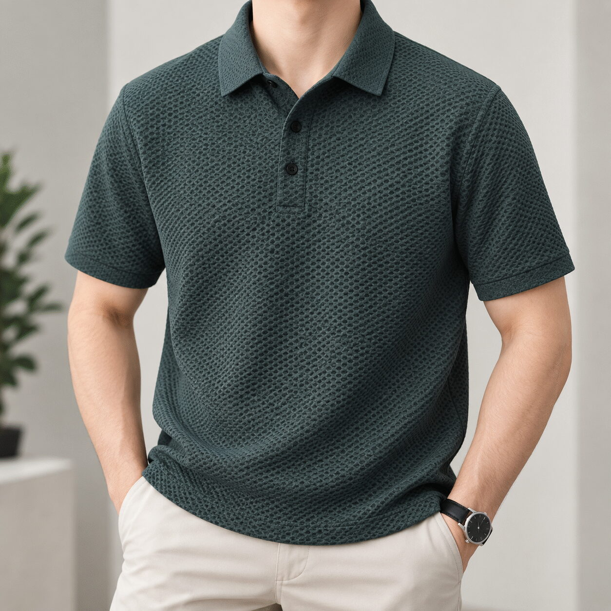 Men’s Ice Silk Short-Sleeve Mesh Polo - Image 6