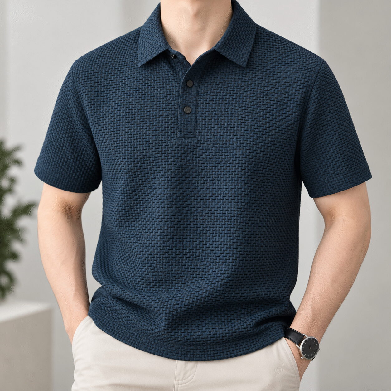 Men’s Ice Silk Short-Sleeve Mesh Polo - Image 4