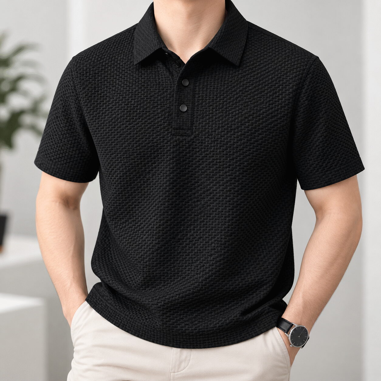 Men’s Ice Silk Short-Sleeve Mesh Polo - Image 5