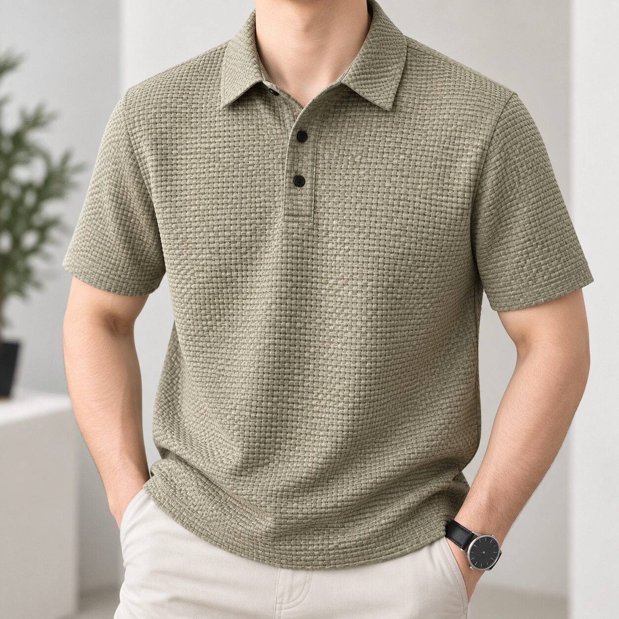 Men’s Ice Silk Short-Sleeve Mesh Polo