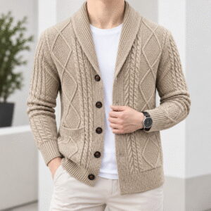 Men’s Jacquard Thickened Cardigan Sweater Jacket
