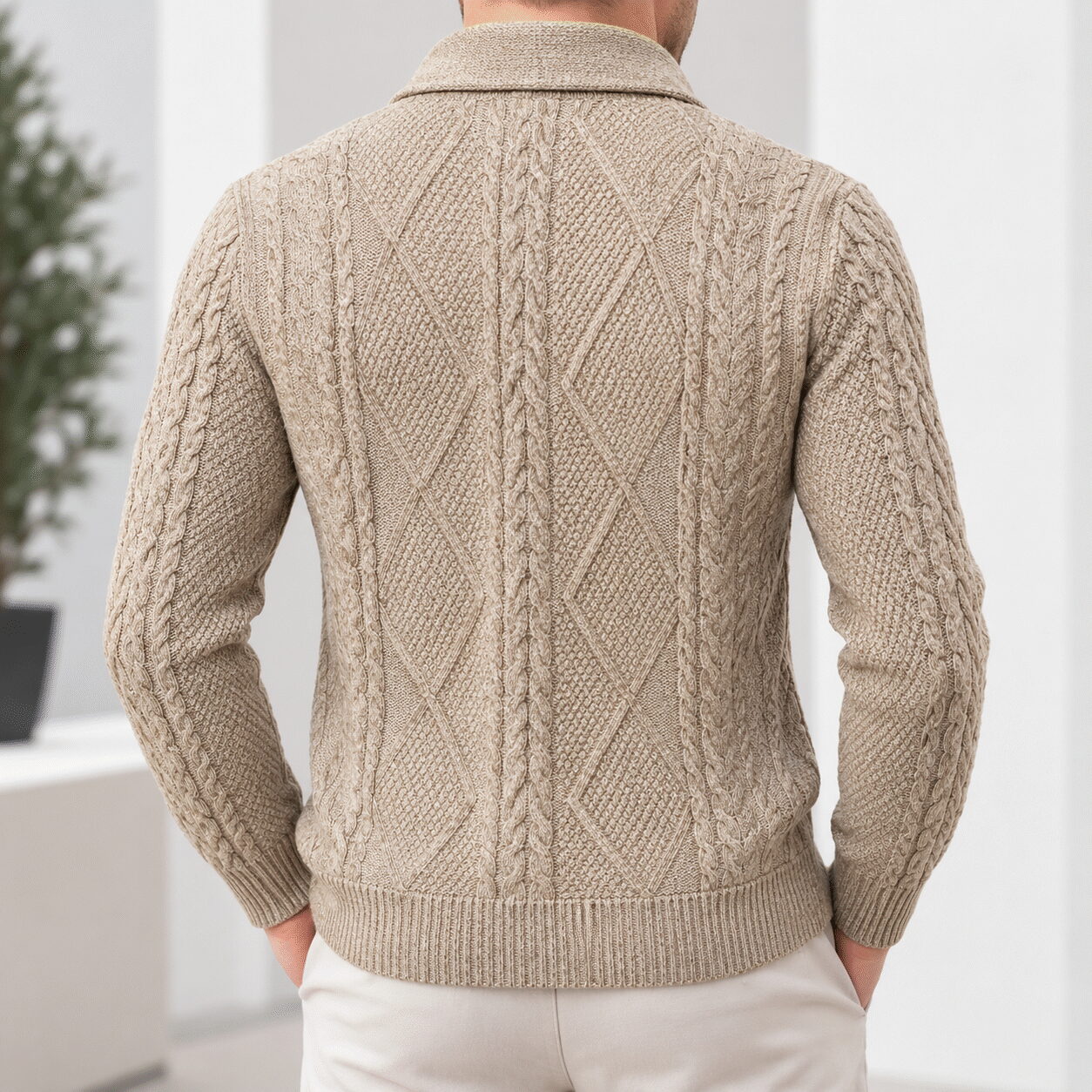 Men’s Jacquard Thickened Cardigan Sweater Jacket - Image 5