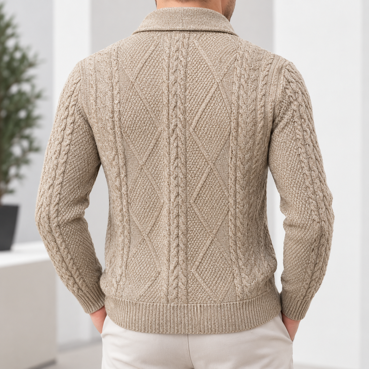 Men’s Jacquard Thickened Cardigan Sweater Jacket - Image 5