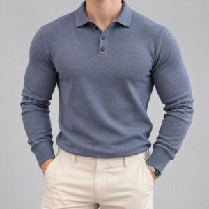 Men’s Long-Sleeve Muscle Fit Sports Polo