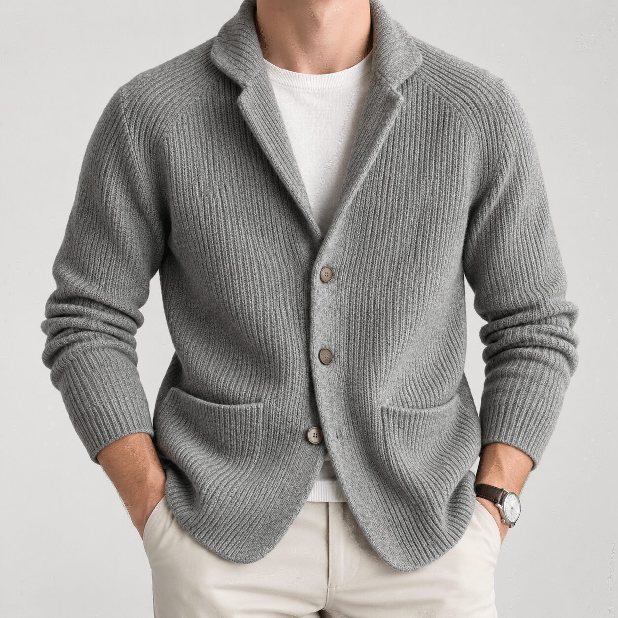 Men’s Modal Knit Button Cardigan Jacket - Image 5