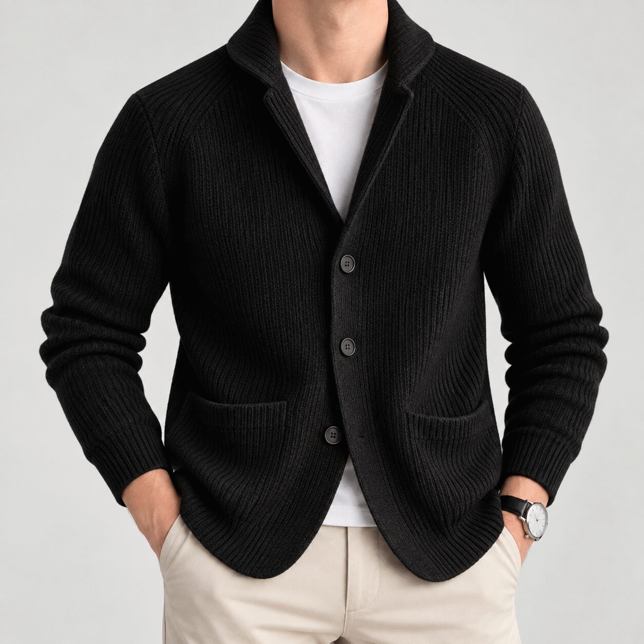 Men’s Modal Knit Button Cardigan Jacket - Image 6