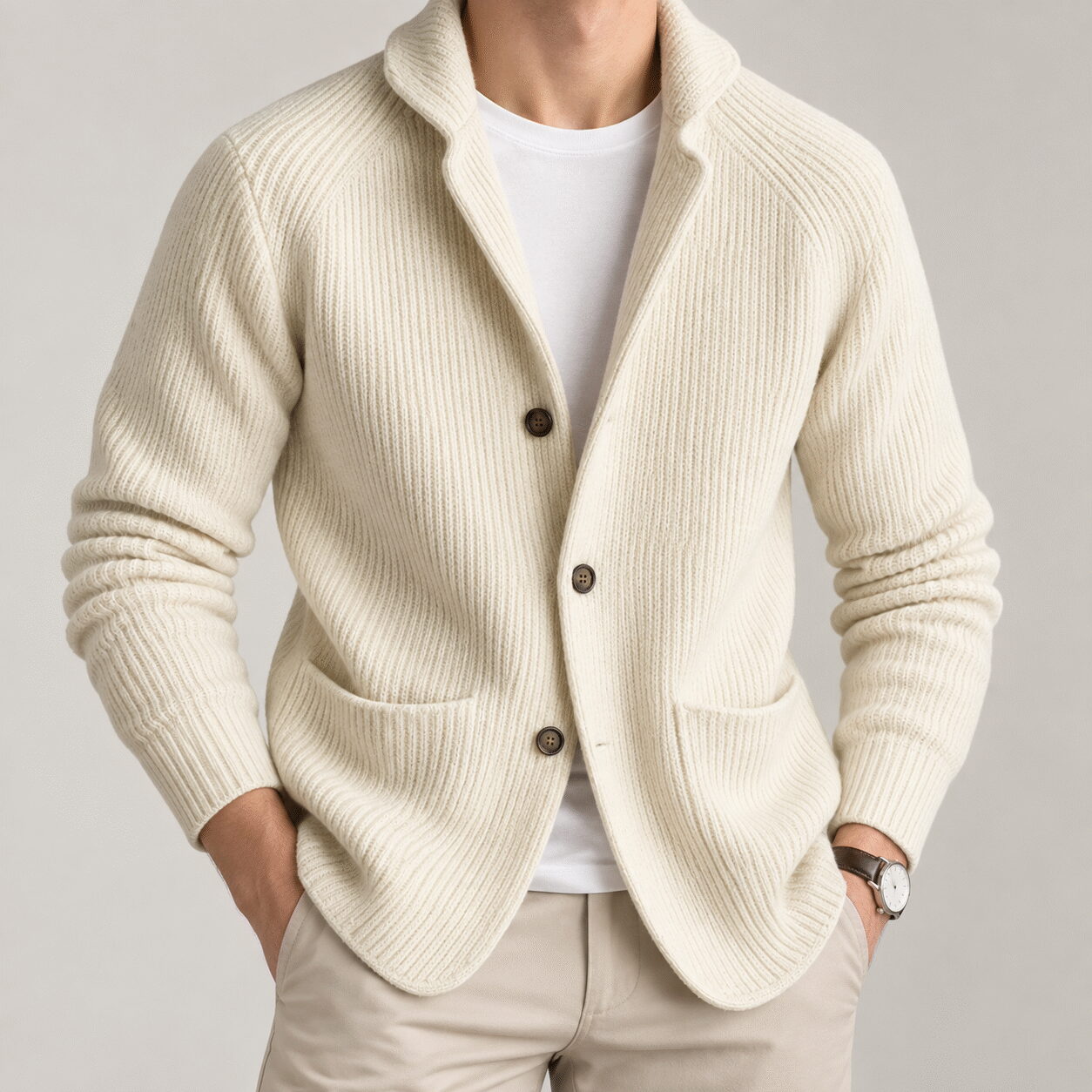 Men’s Modal Knit Button Cardigan Jacket - Image 2
