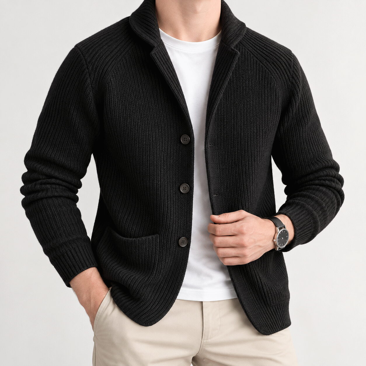 Men’s Modal Knit Button Cardigan Jacket - Image 7