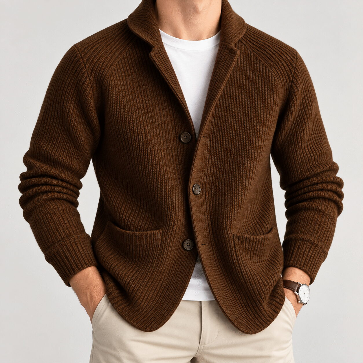 Men’s Modal Knit Button Cardigan Jacket - Image 3