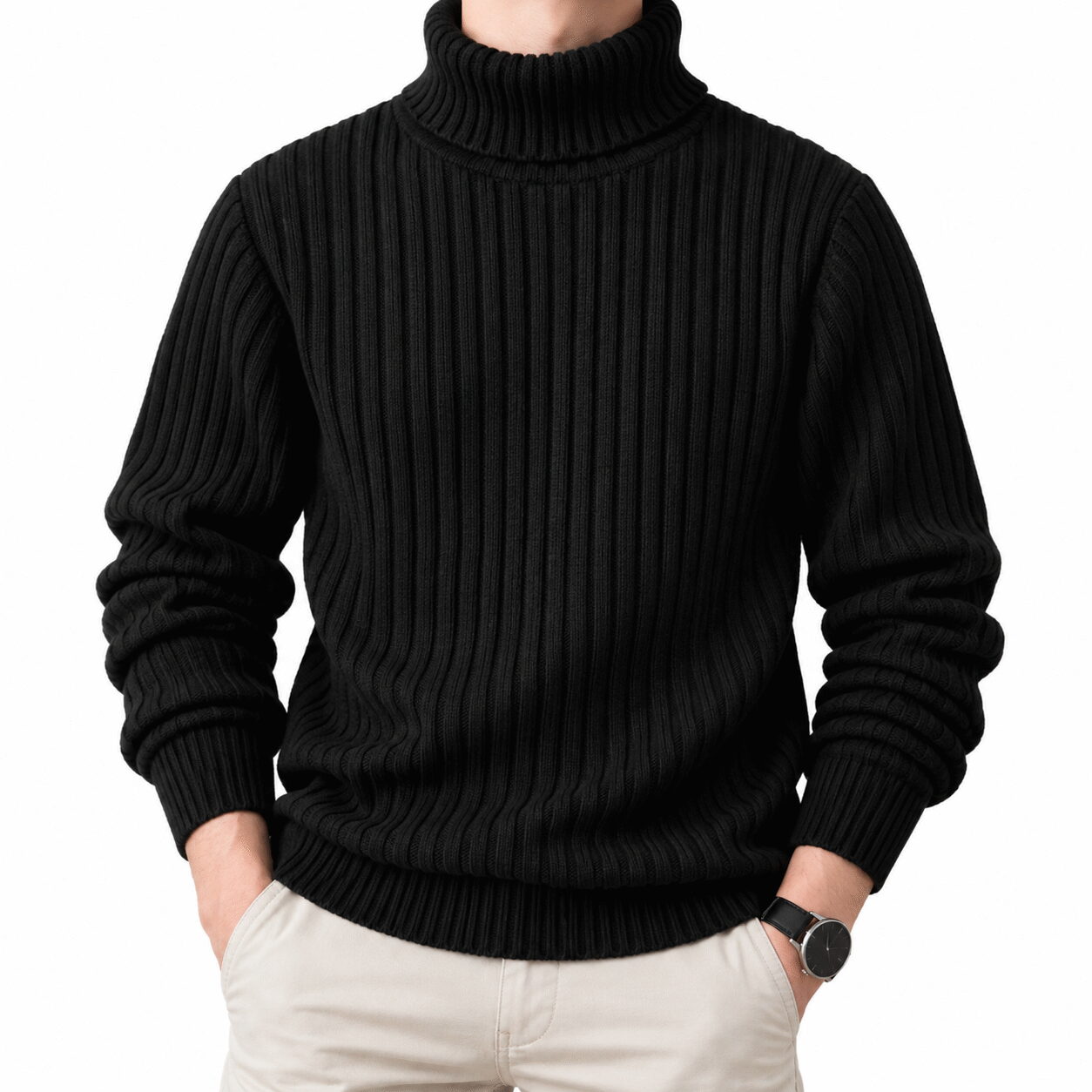 Men’s Ribbed Turtleneck Base Sweater - Image 4